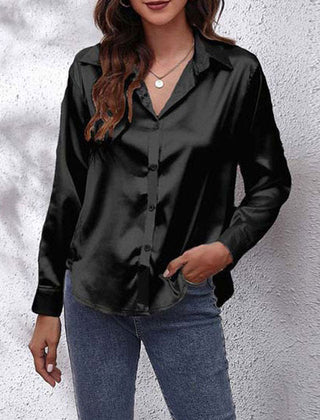Lorraine | Elegante und Glänzende Bluse aus Seidensatin