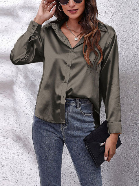 Lorraine | Elegante und Glänzende Bluse aus Seidensatin