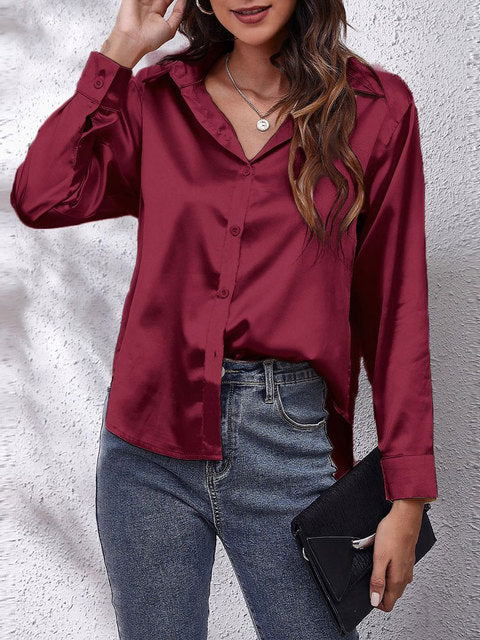 Lorraine | Elegante und Glänzende Bluse aus Seidensatin