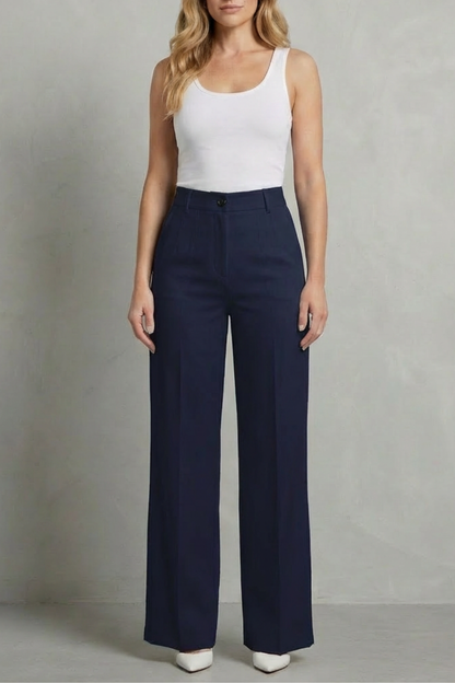 Women's High Waisted Straight Leg Tailored Trousers - Nerissane