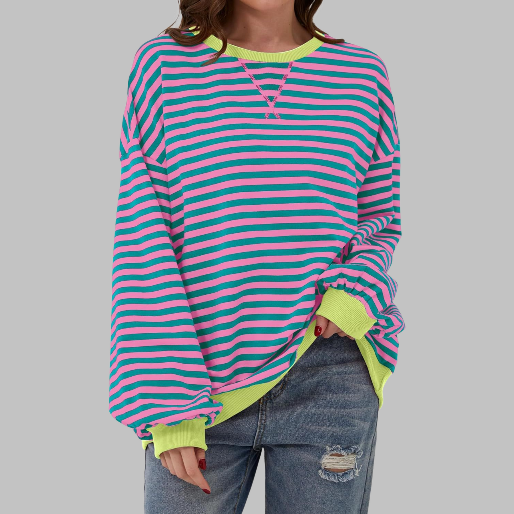 Marley | Oversize-Sweatshirt mit Retro-Streifenmuster