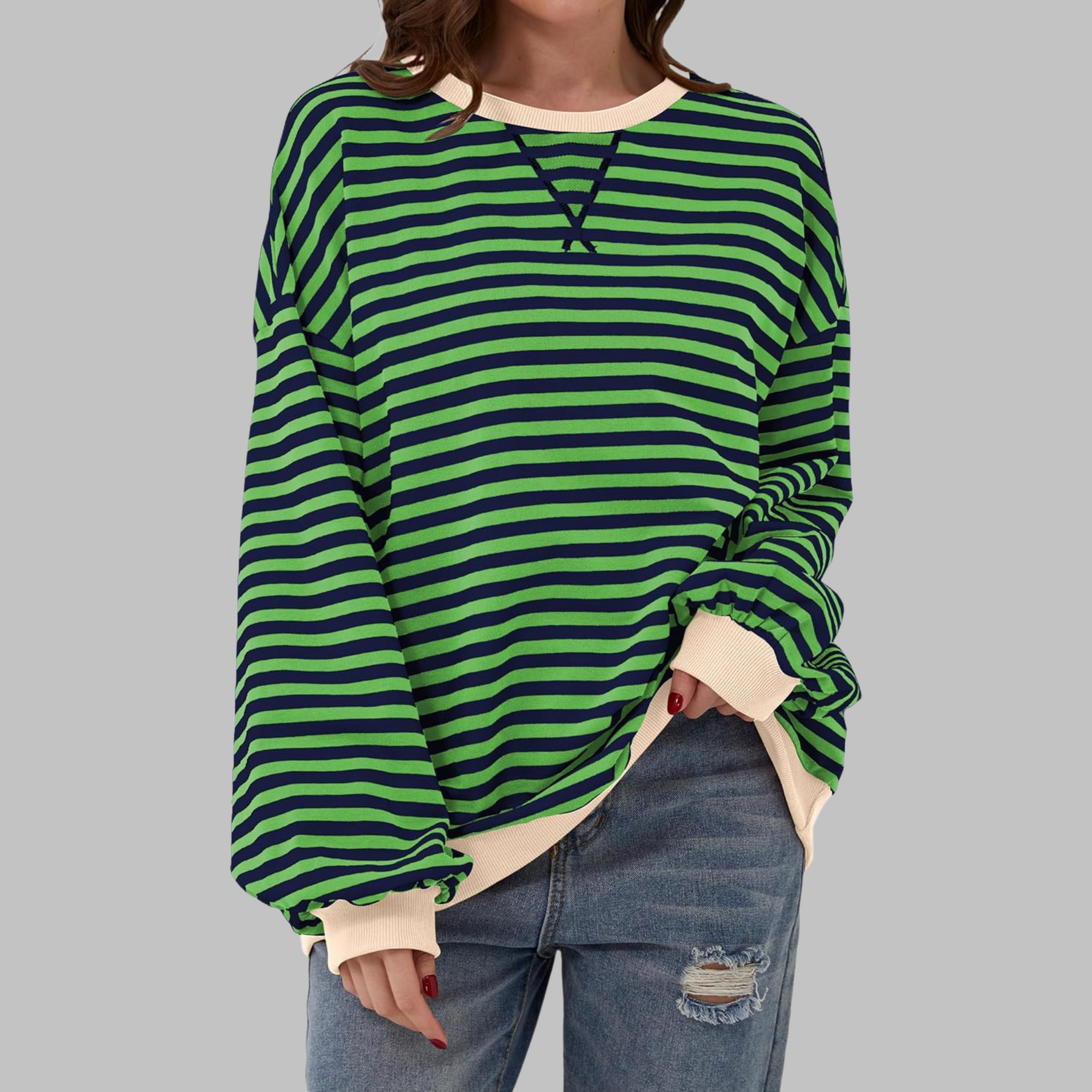 Marley | Oversize-Sweatshirt mit Retro-Streifenmuster