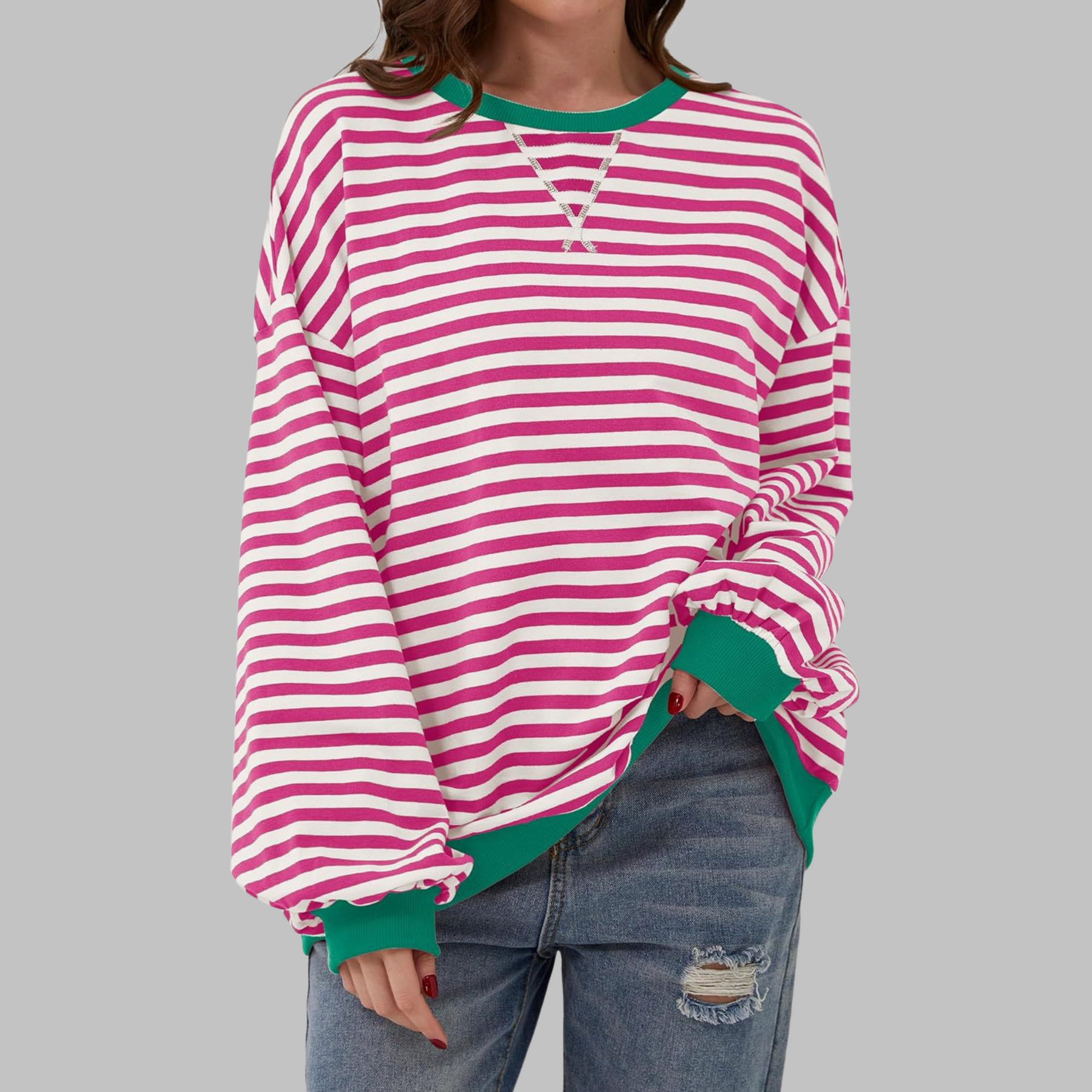 Marley | Oversize-Sweatshirt mit Retro-Streifenmuster