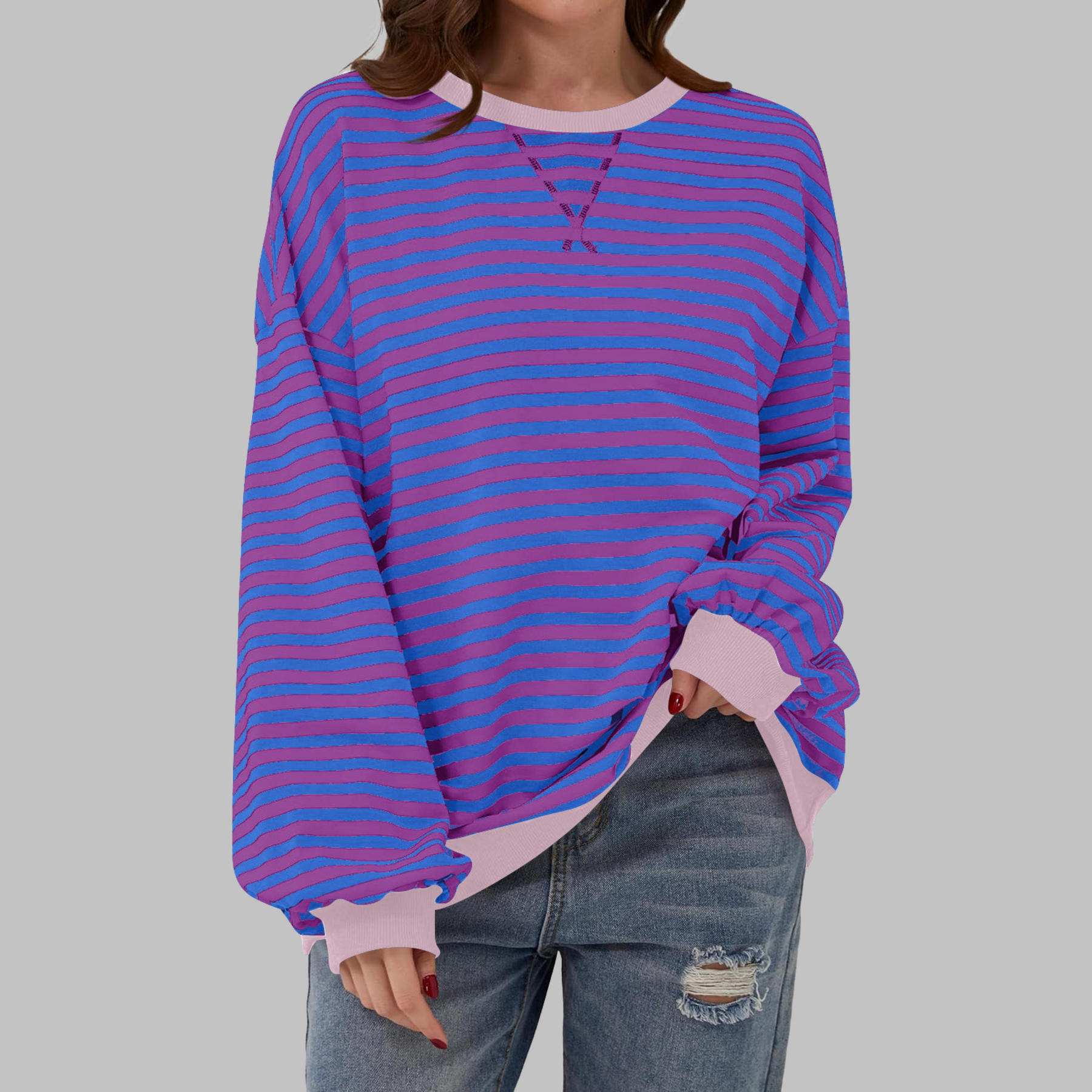 Marley | Oversize-Sweatshirt mit Retro-Streifenmuster