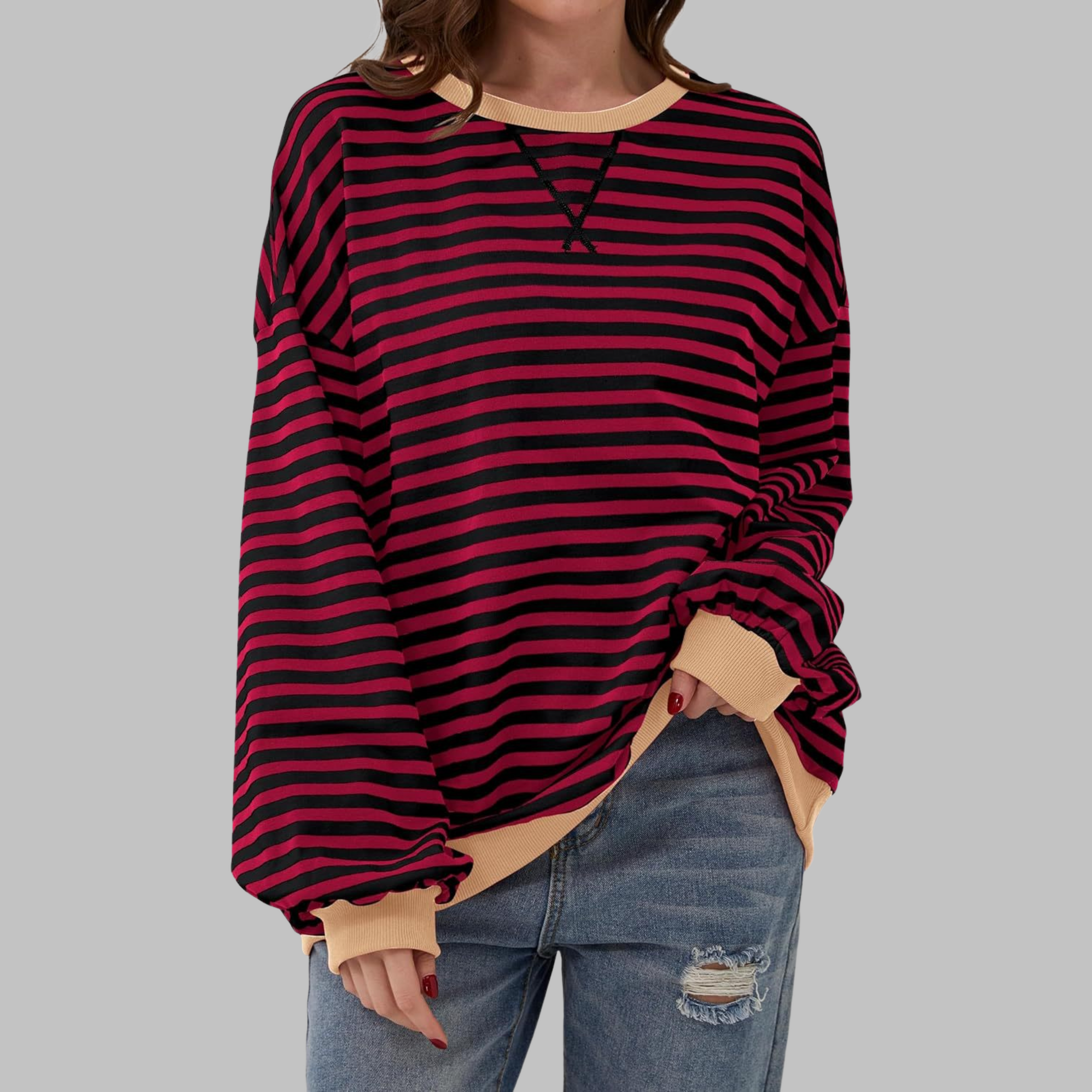 Marley | Oversize-Sweatshirt mit Retro-Streifenmuster