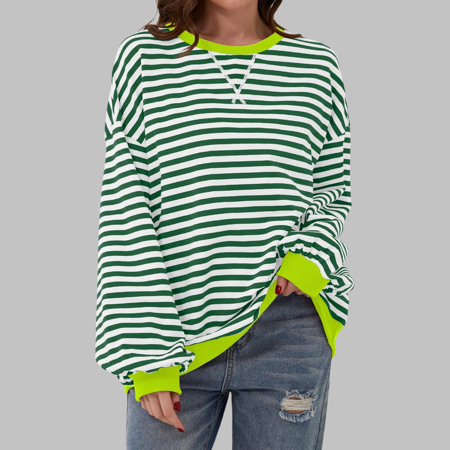 Marley | Oversize-Sweatshirt mit Retro-Streifenmuster