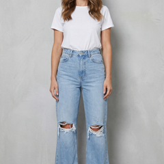 Women's High Waisted Ripped Flare Jeans - Roselienne