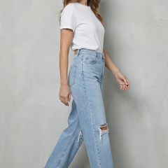 Women's High Waisted Ripped Flare Jeans - Roselienne