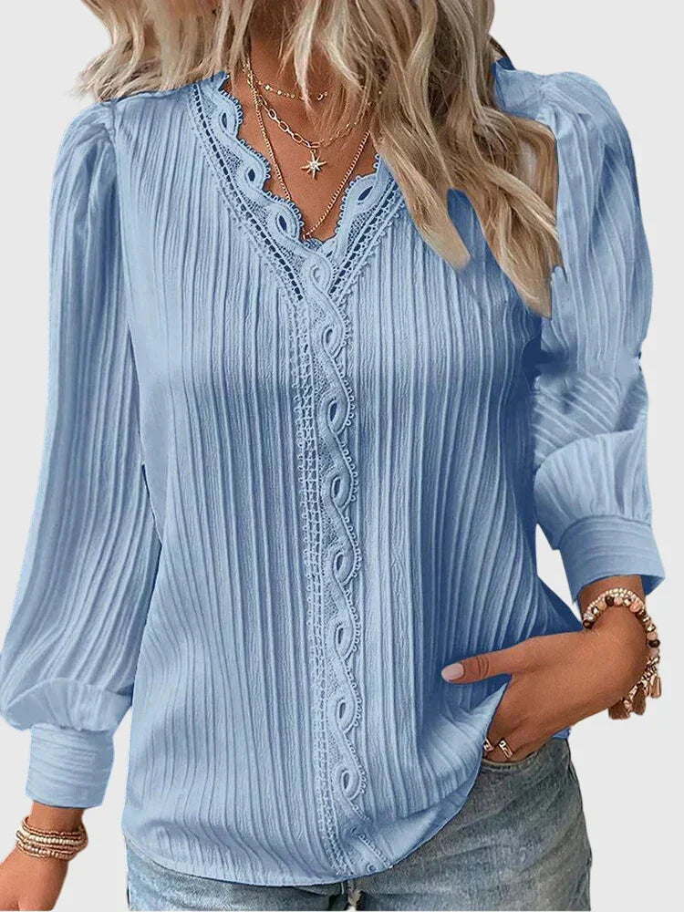 Andie | Elegante V-Ausschnitt Pullover-Bluse