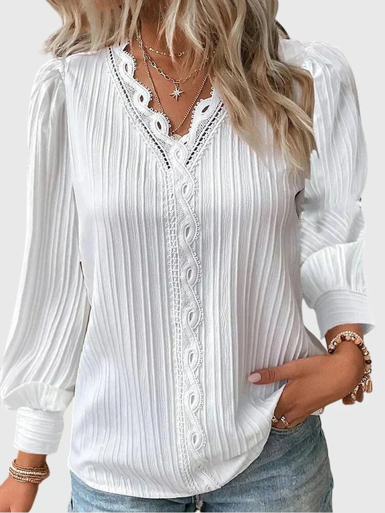 Andie | Elegante V-Ausschnitt Pullover-Bluse