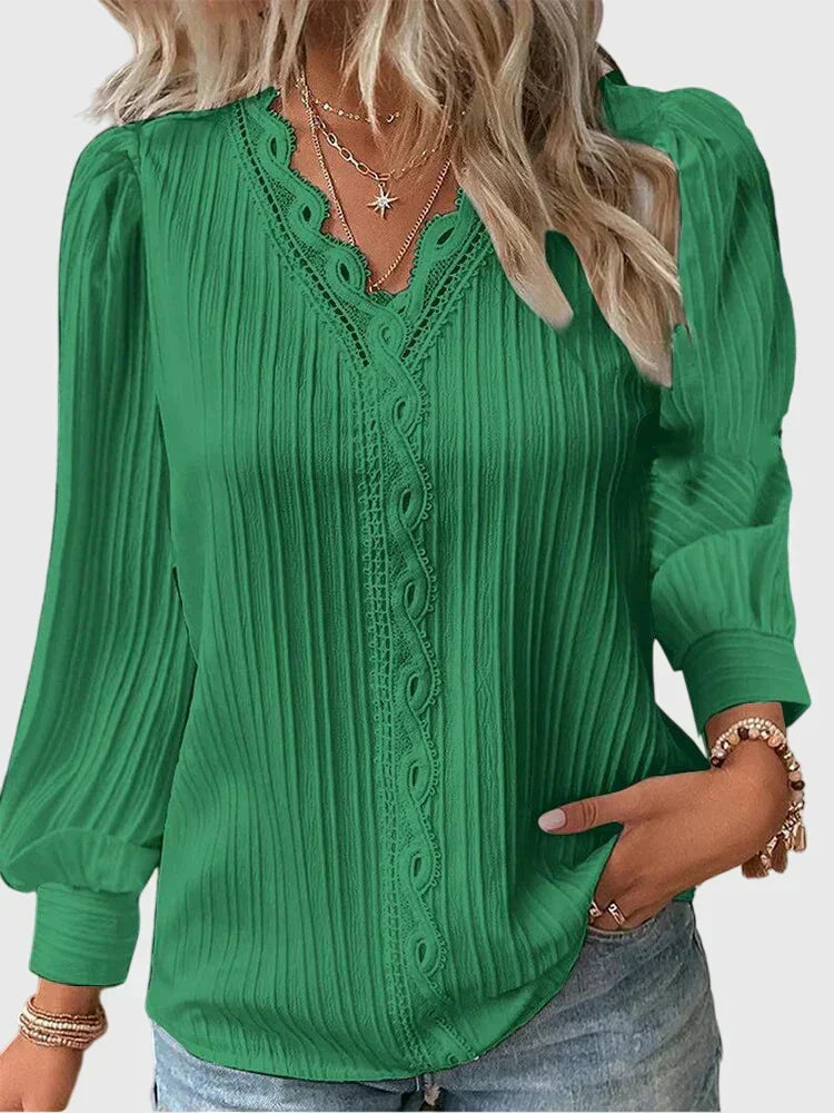 Andie | Elegante V-Ausschnitt Pullover-Bluse