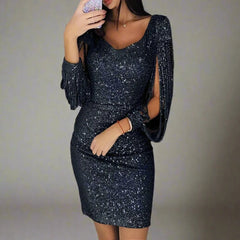 Women's Sequin V-Neck Cocktail Dress