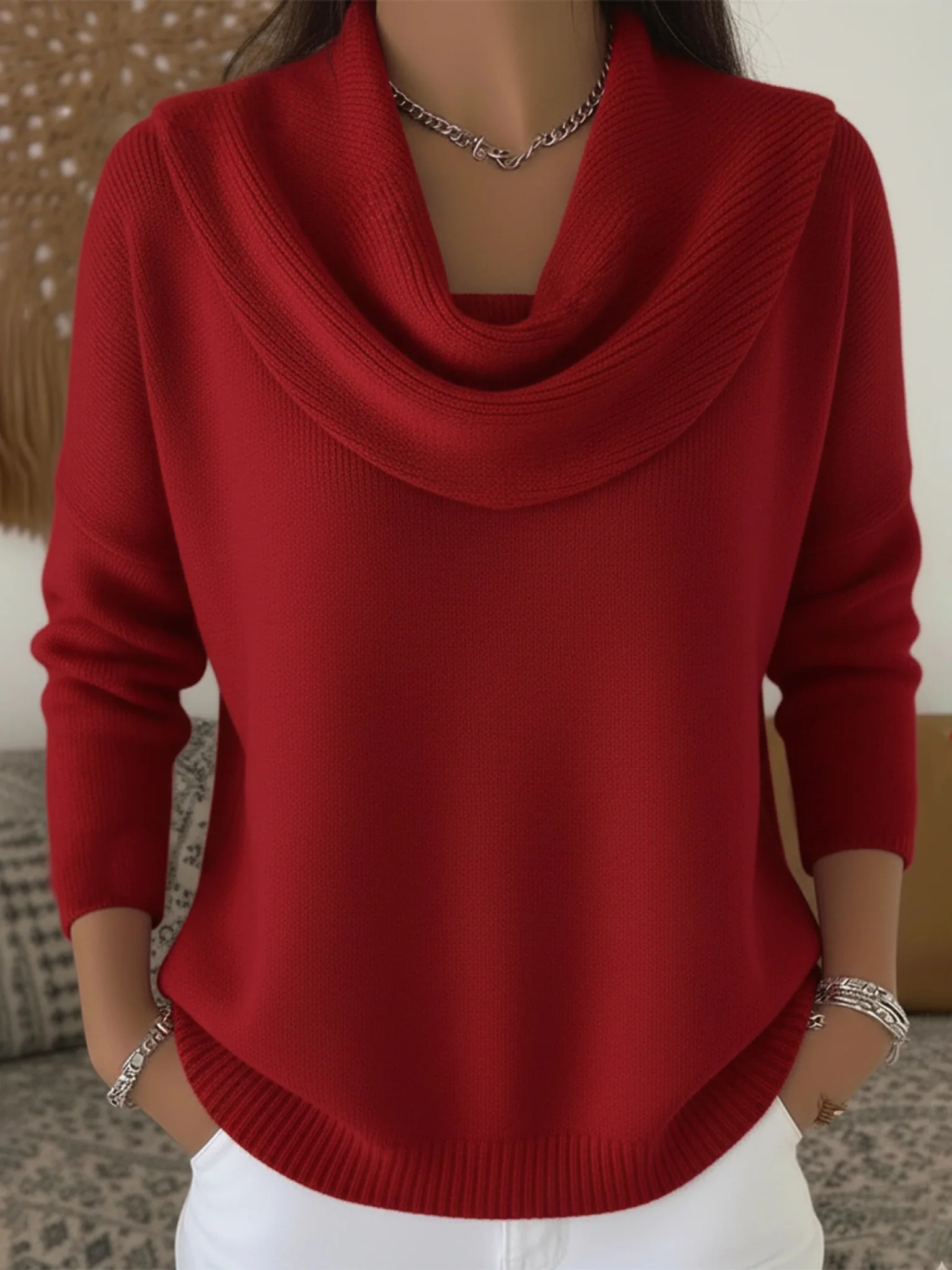 Cowl Neck Merino Wool Jumper