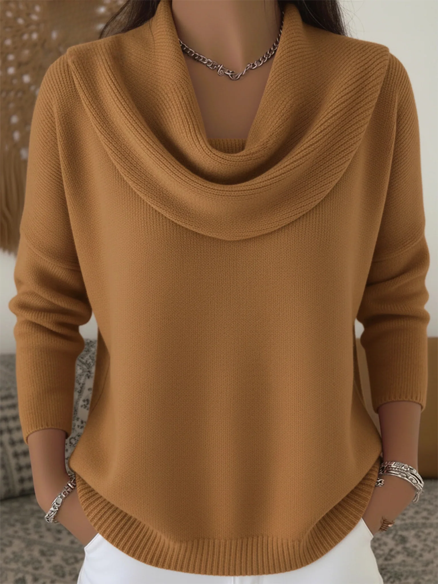 Cowl Neck Merino Wool Jumper