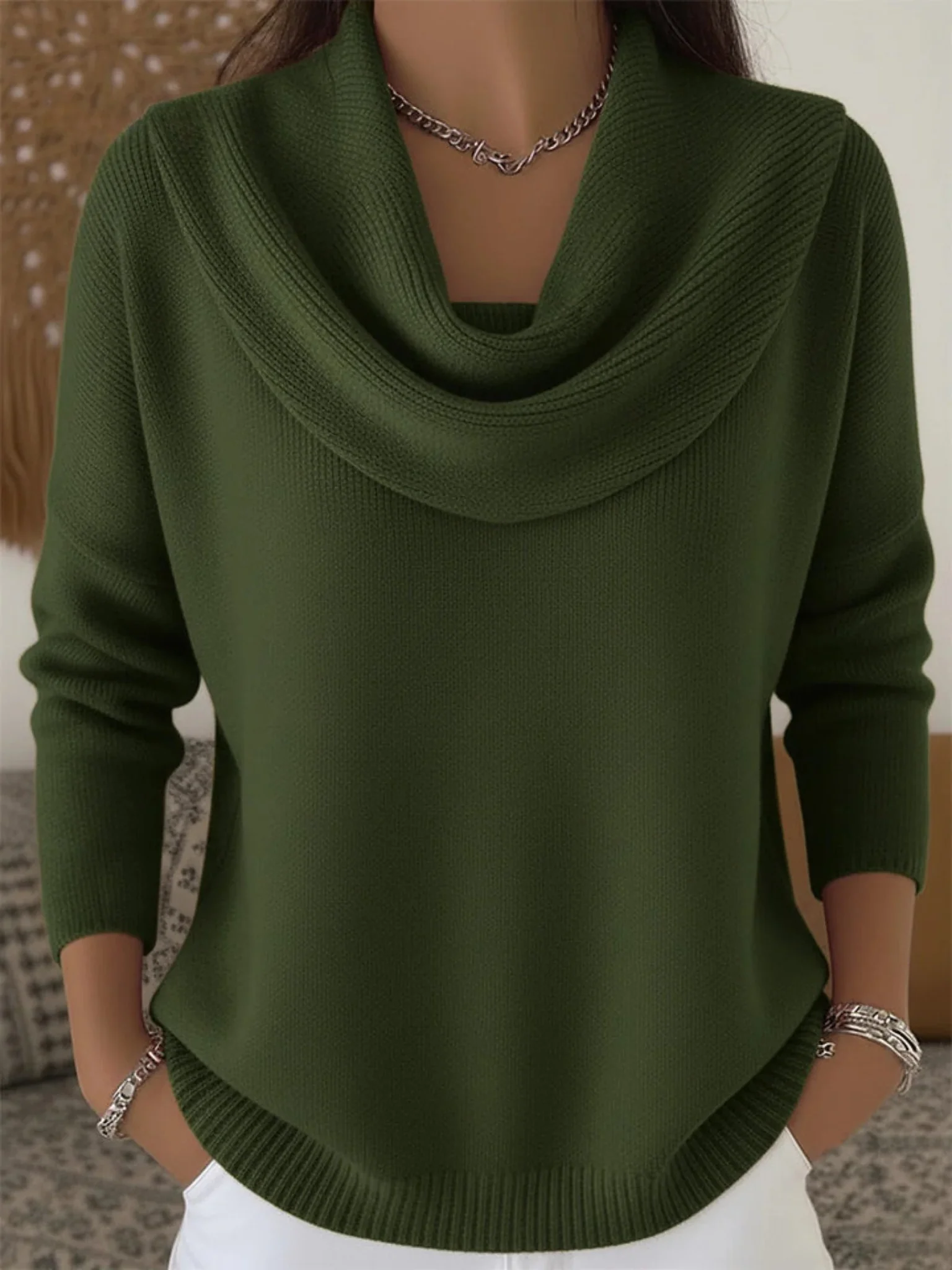 Cowl Neck Merino Wool Jumper