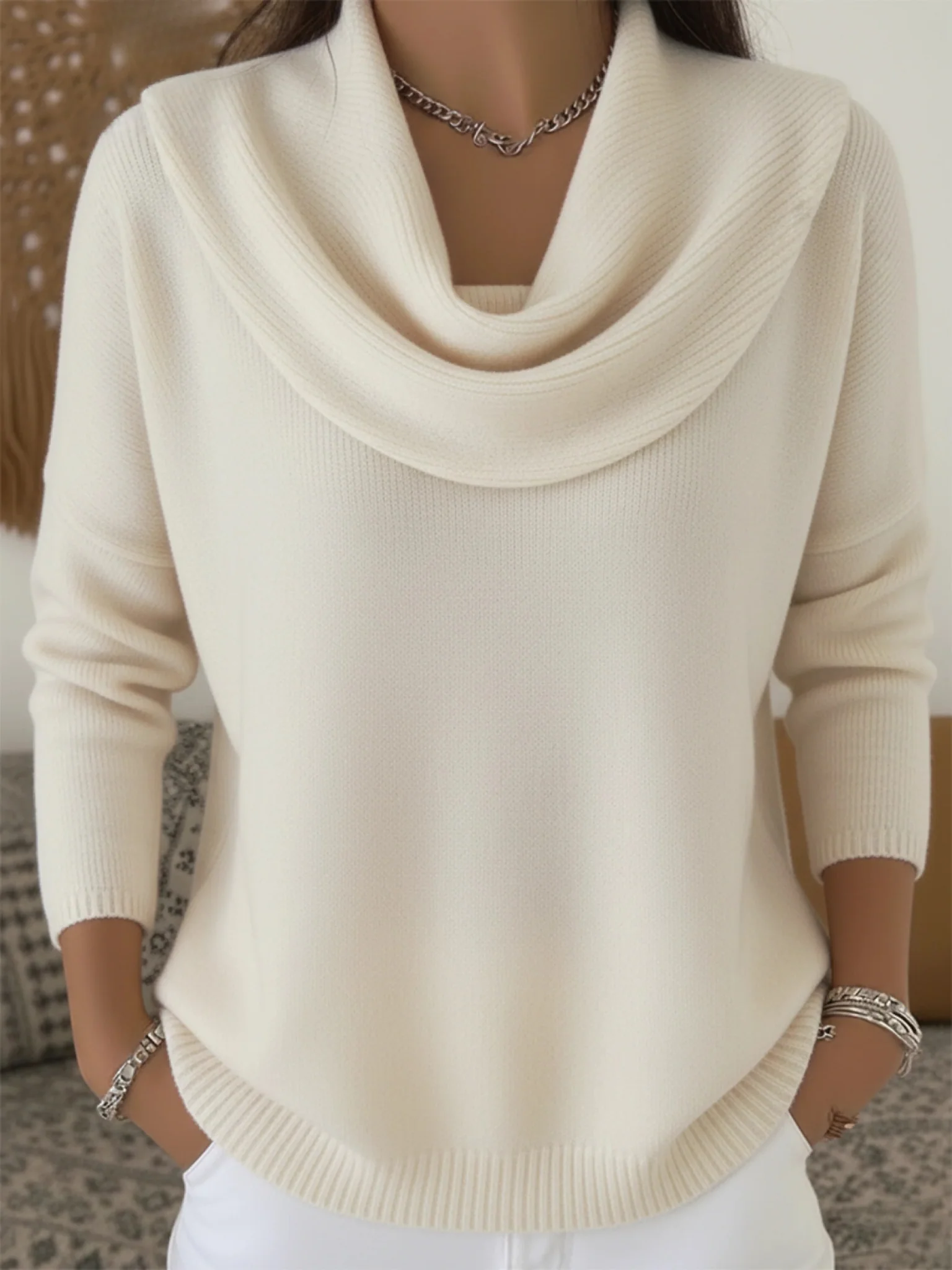 Cowl Neck Merino Wool Jumper