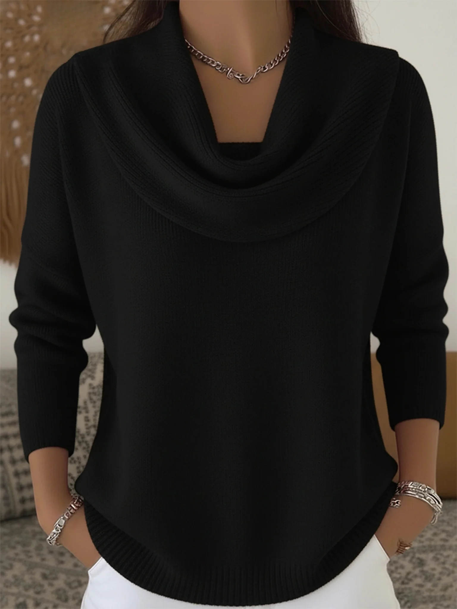 Cowl Neck Merino Wool Jumper