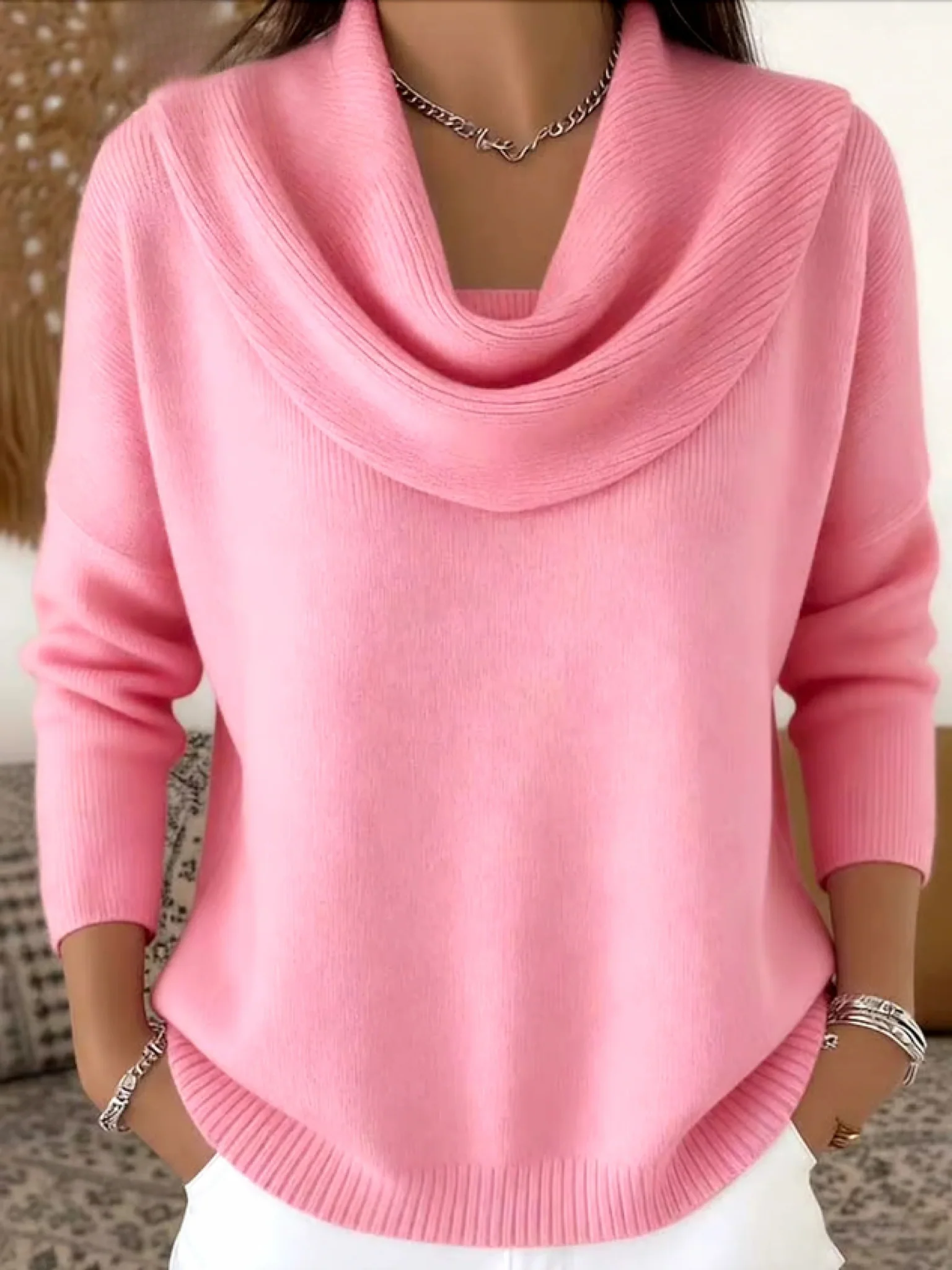 Cowl Neck Merino Wool Jumper