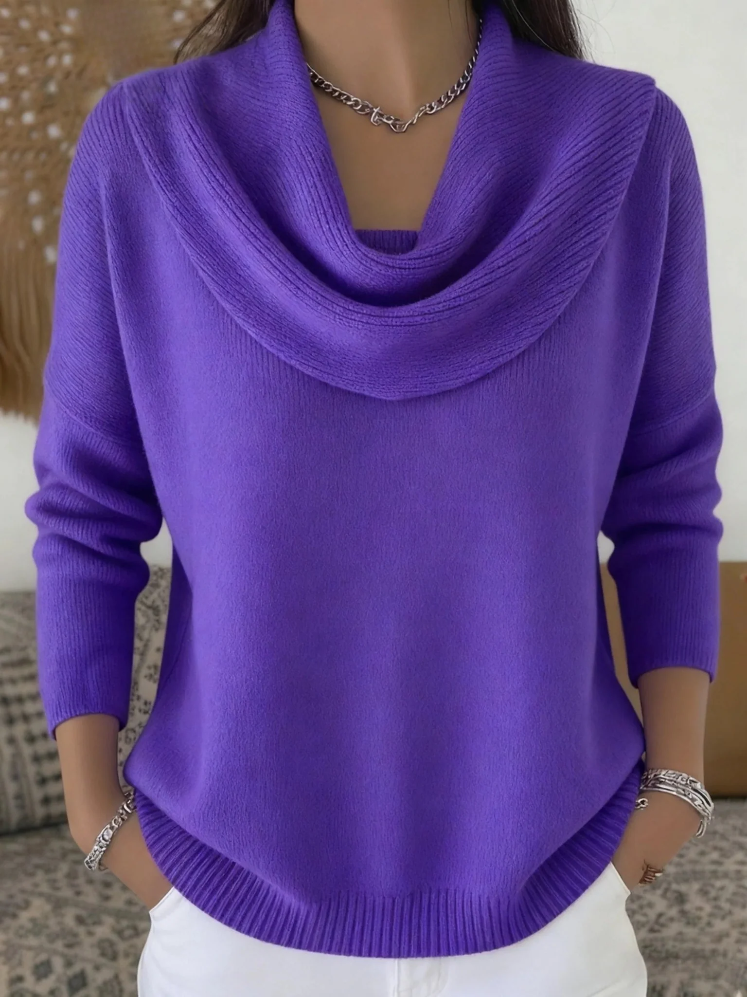 Cowl Neck Merino Wool Jumper