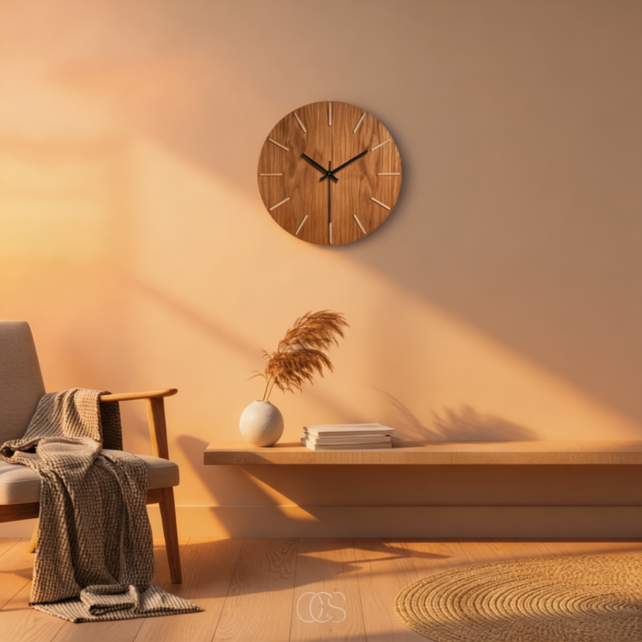 Horloge Murale Silencieuse Minimaliste en Bois – Chêne Massif
