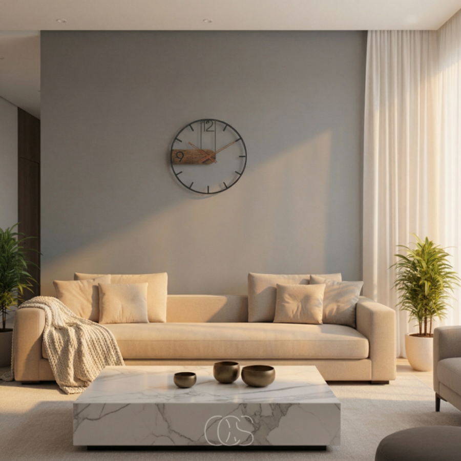 Horloge Murale Chic Silencieuse – Design Noyer & Métal