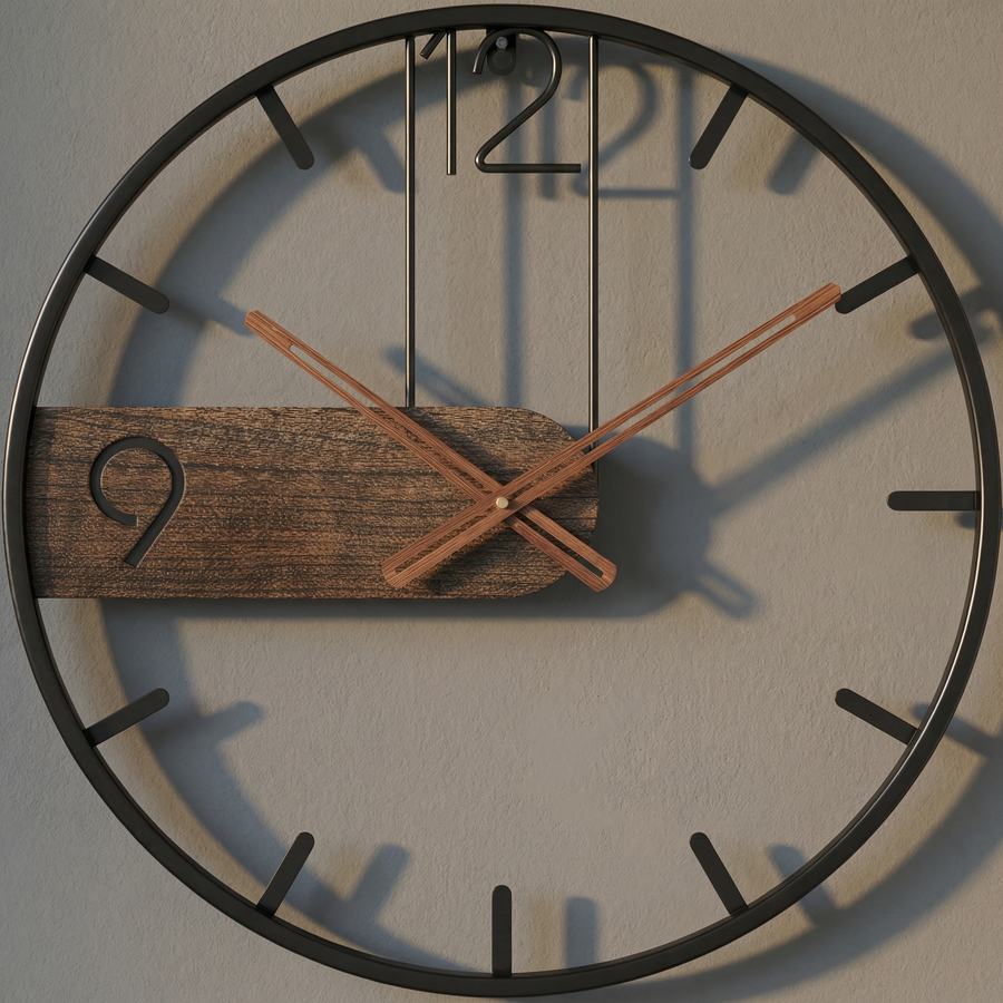 Horloge Murale Chic Silencieuse – Design Noyer & Métal