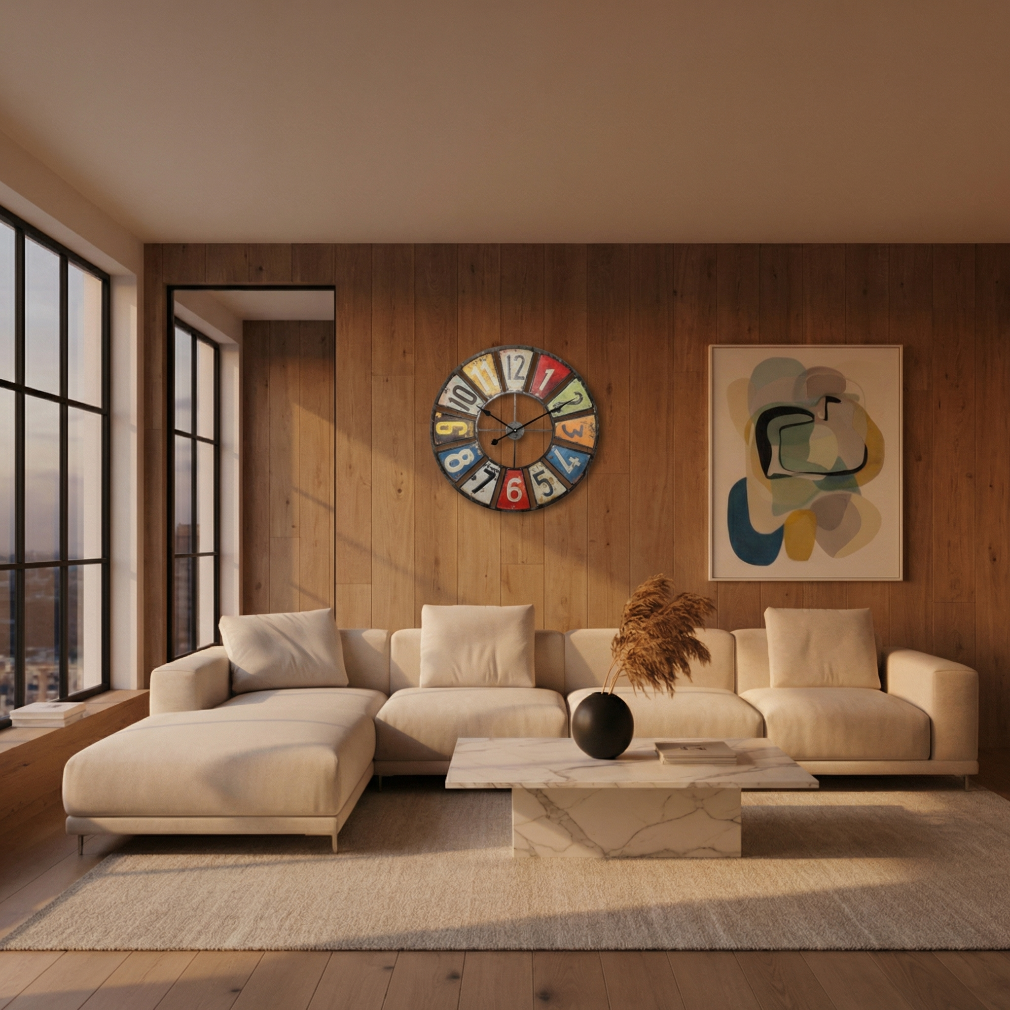 Horloge Murale Rétro Colorée – Intérieur & Extérieur
