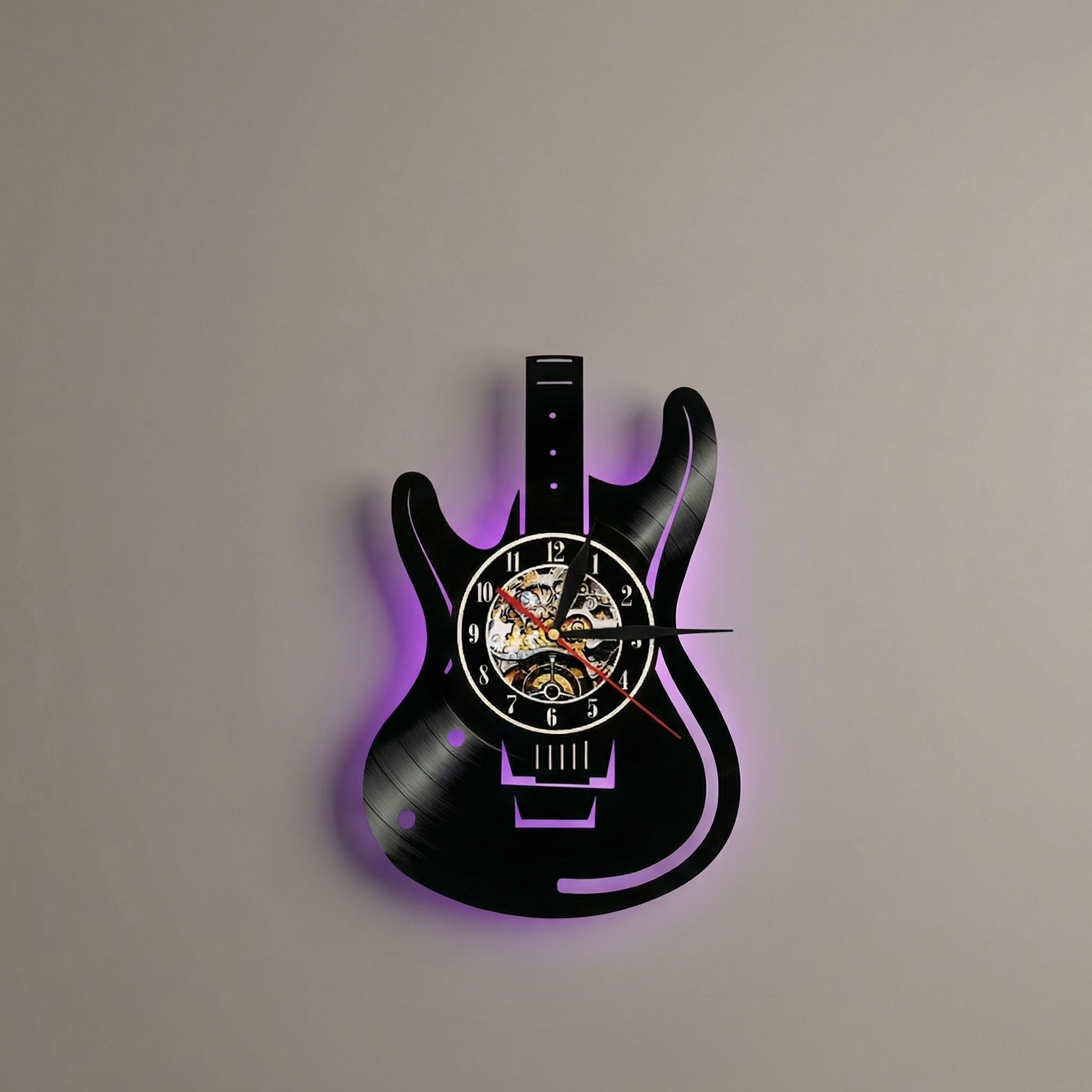 Horloge Murale en Vinyle de Guitare – Design Inspiré par la Musique