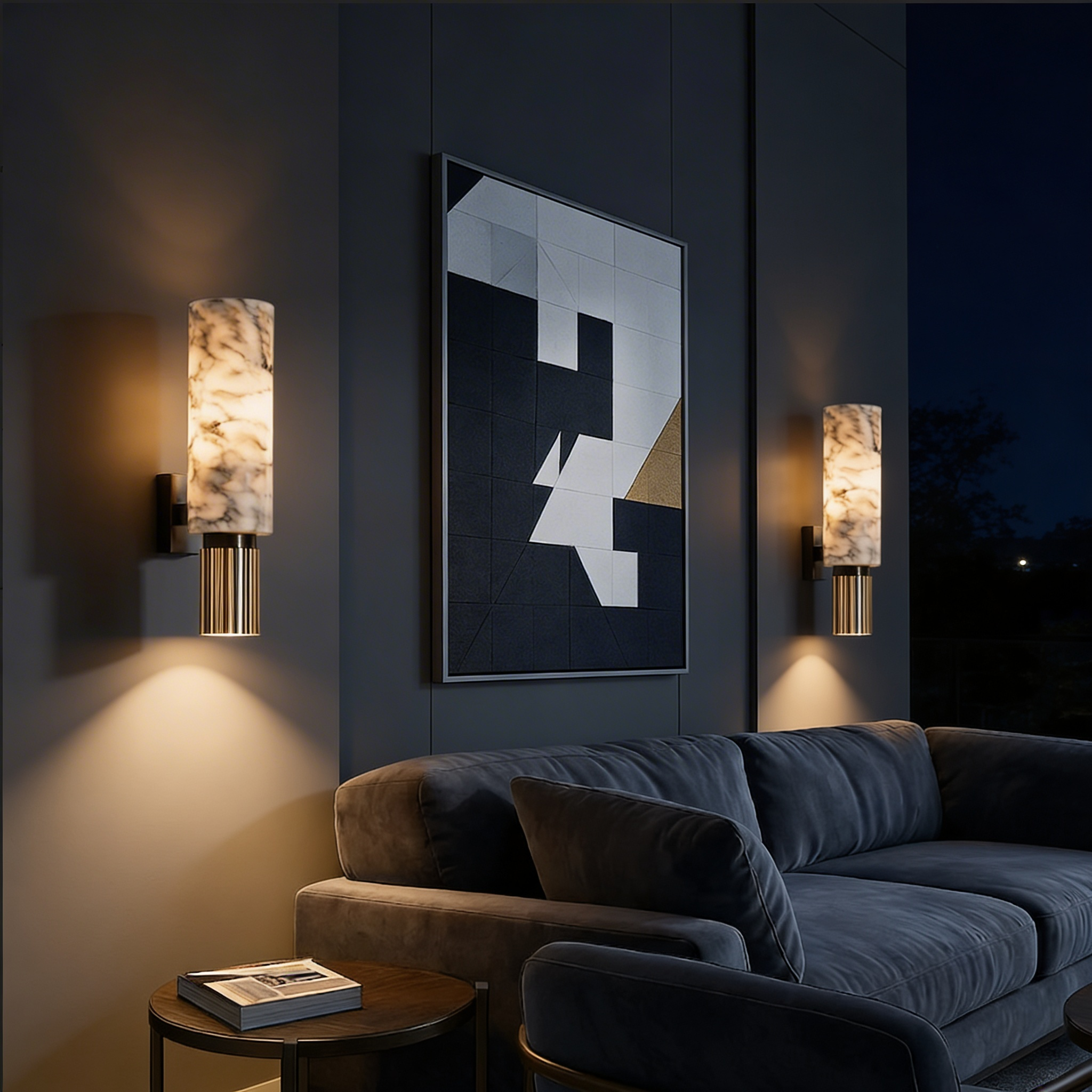 Applique Murale en Pierre et Cuivre – Design Naturel Industriel