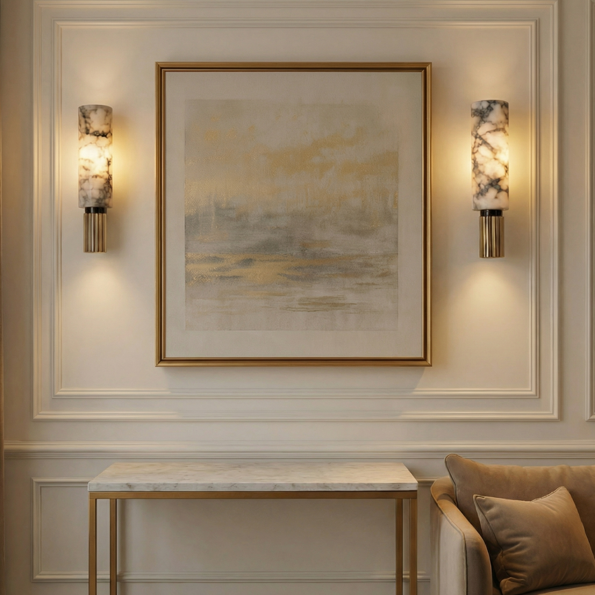 Applique Murale en Pierre et Cuivre – Design Naturel Industriel