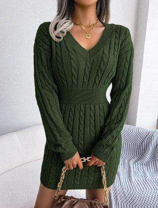 Paula | Langarm-Strickkleid Mit V-Ausschnitt