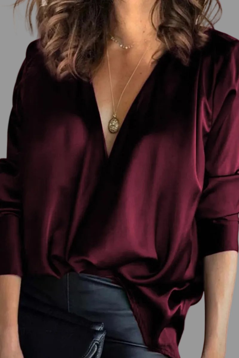 Franziska | Drapierte Bluse mit tiefem V-Ausschnitt