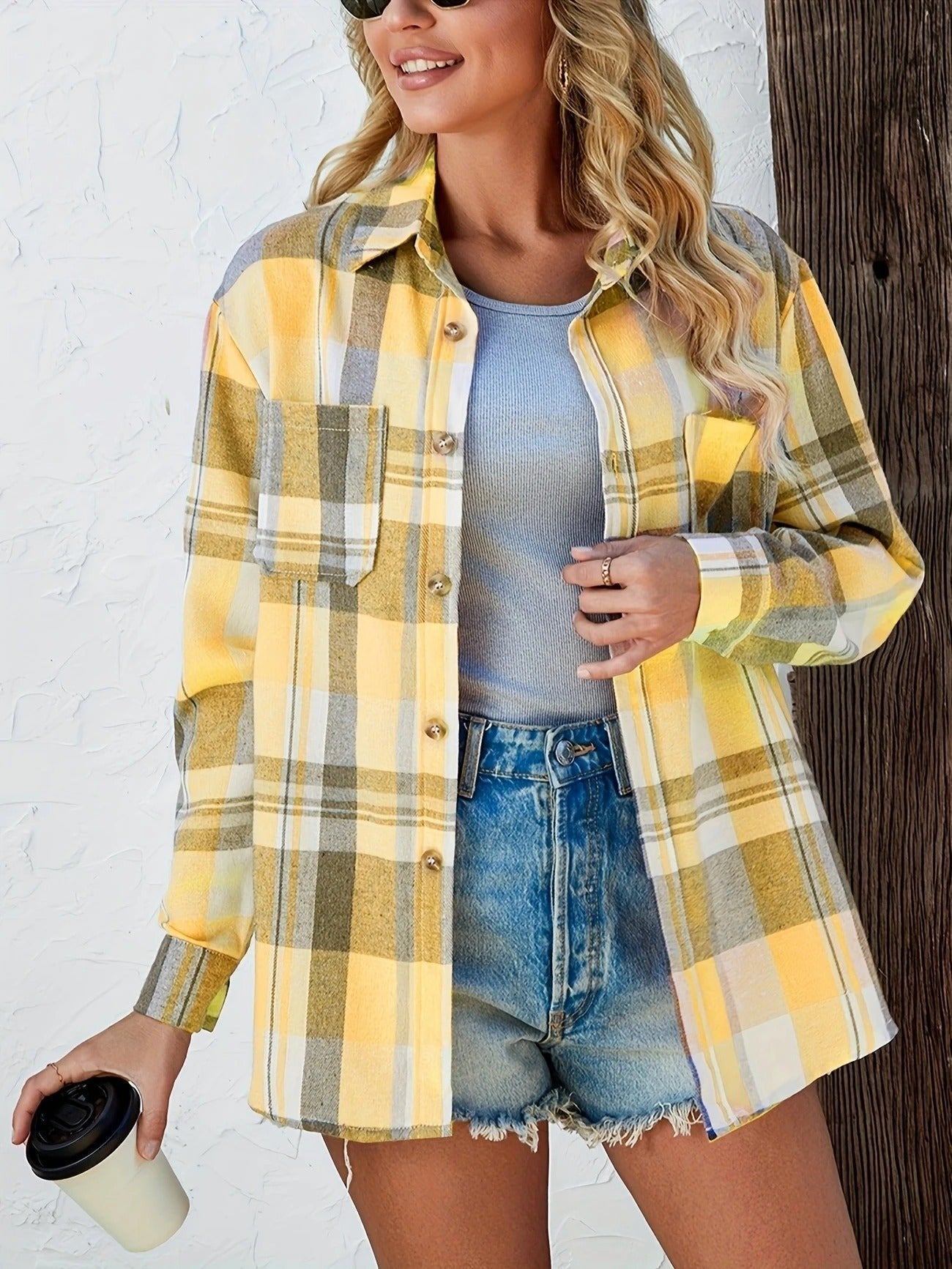 Eva | Kariertes Flanell-Cardiganhemd