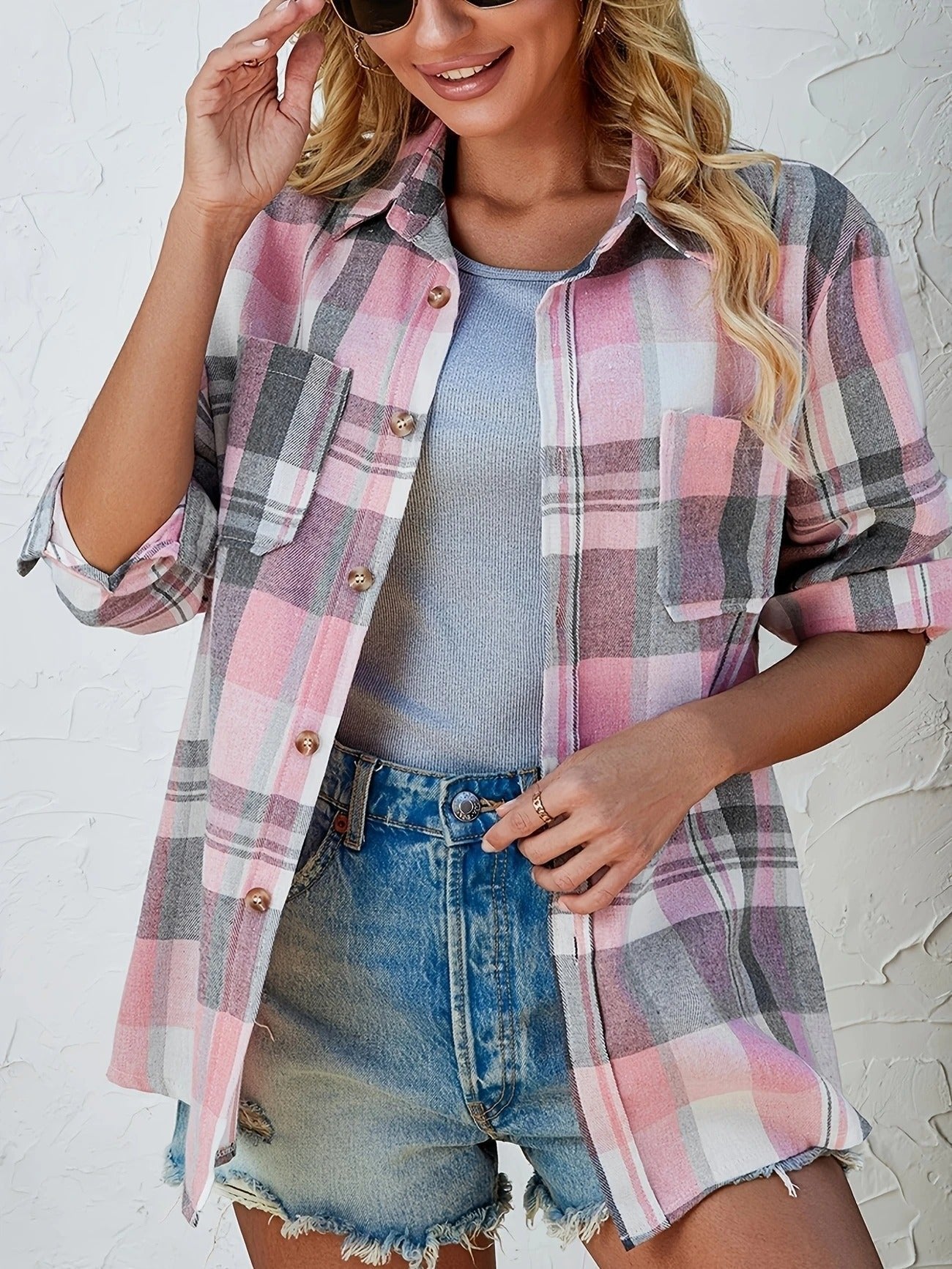 Eva | Kariertes Flanell-Cardiganhemd