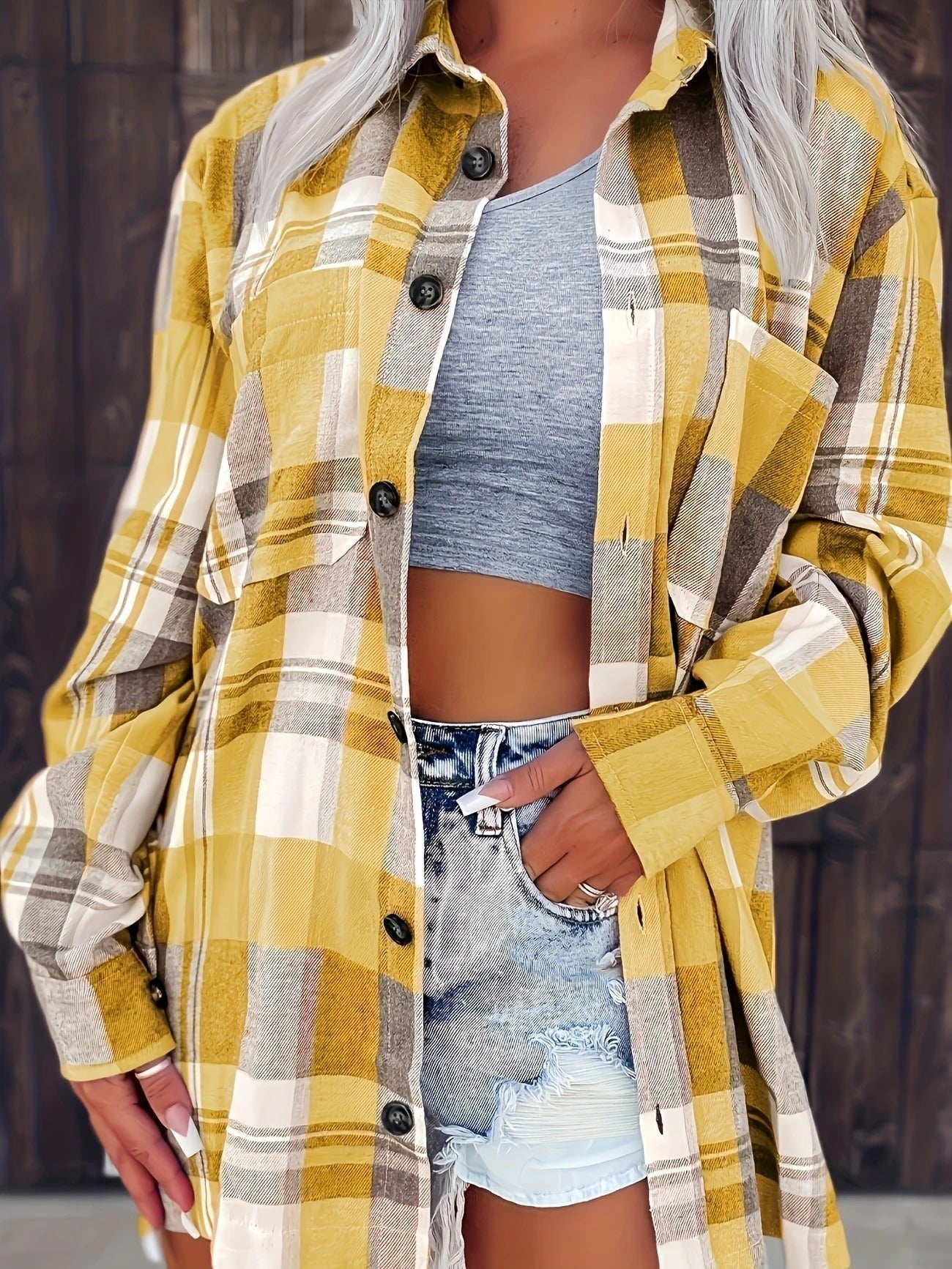 Eva | Kariertes Flanell-Cardiganhemd