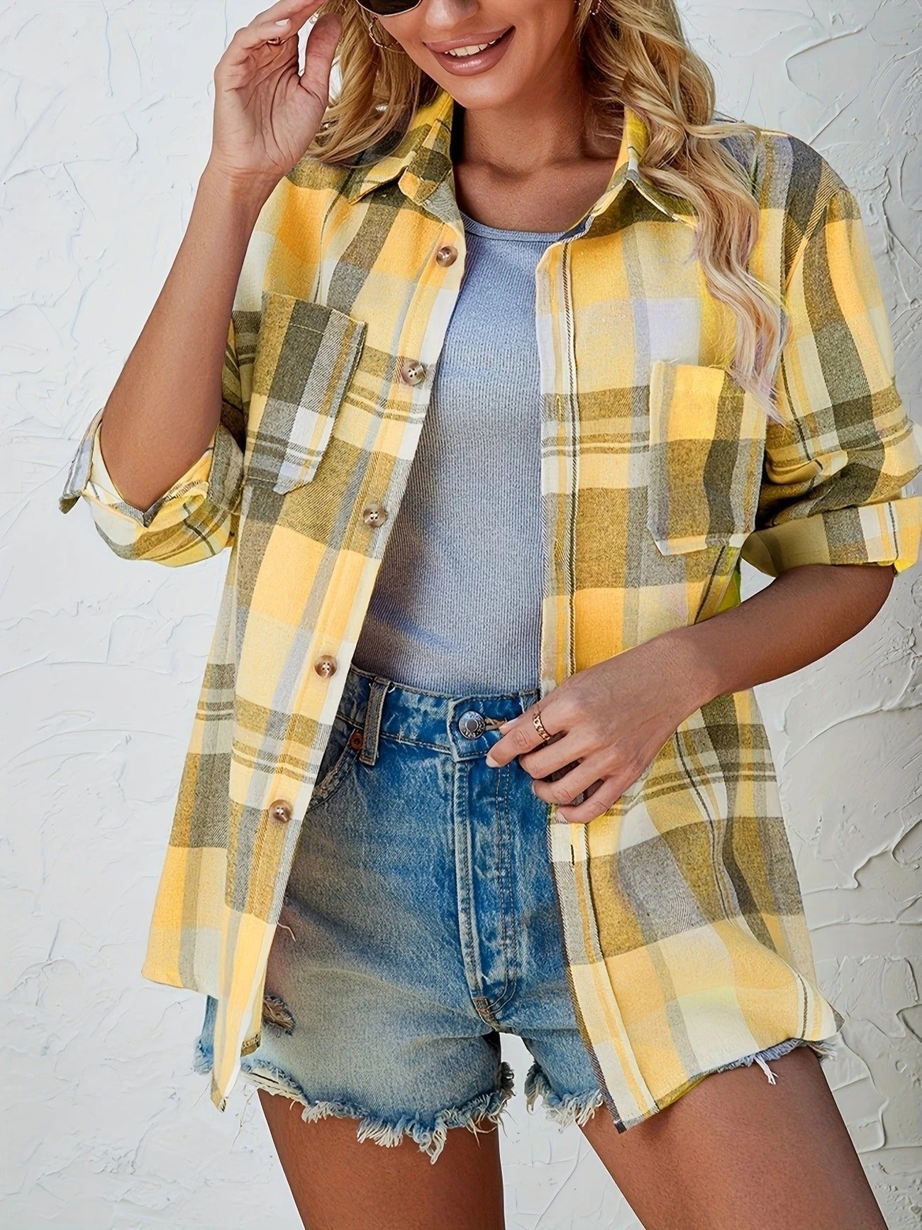 Eva | Kariertes Flanell-Cardiganhemd