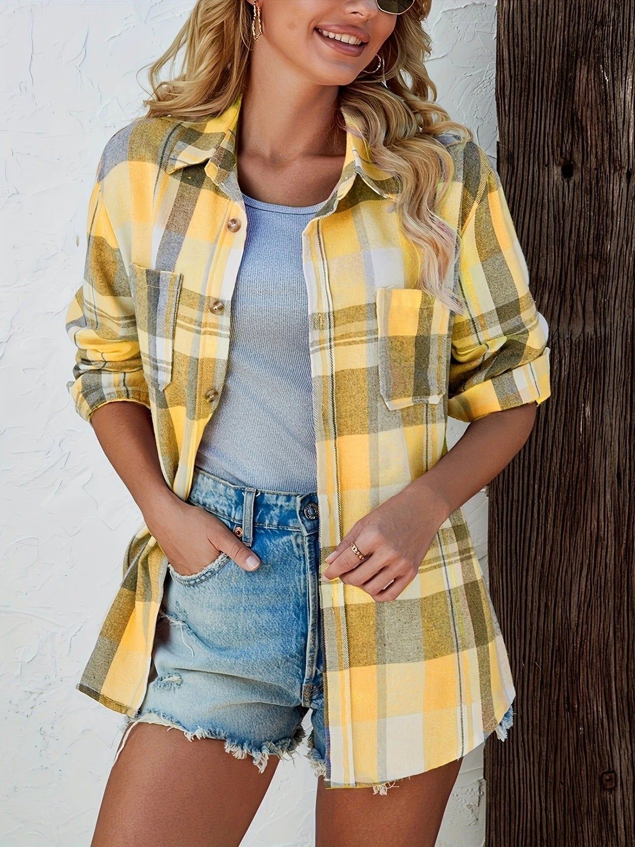 Eva | Kariertes Flanell-Cardiganhemd